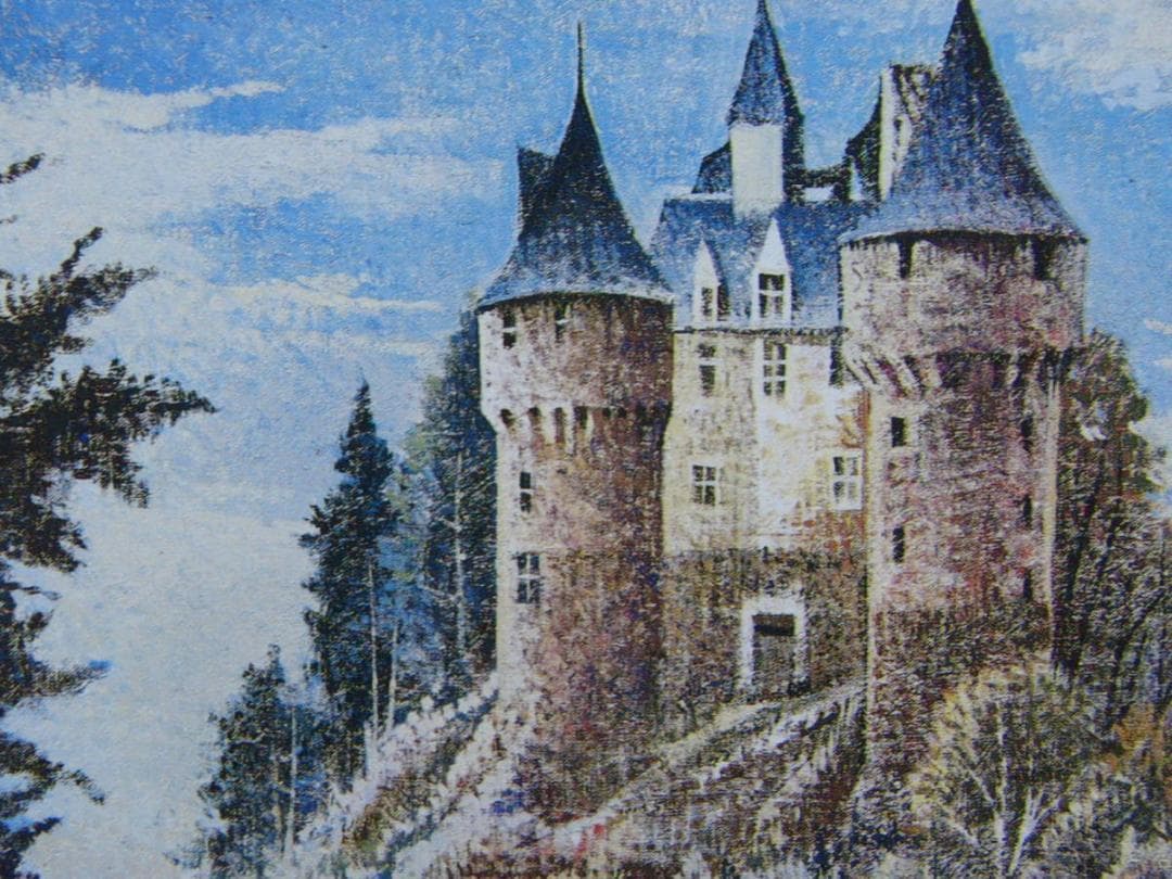 熊本 正義、「丘の上の城」、希少画集・額装画、日本製・新品額縁にて額装致します