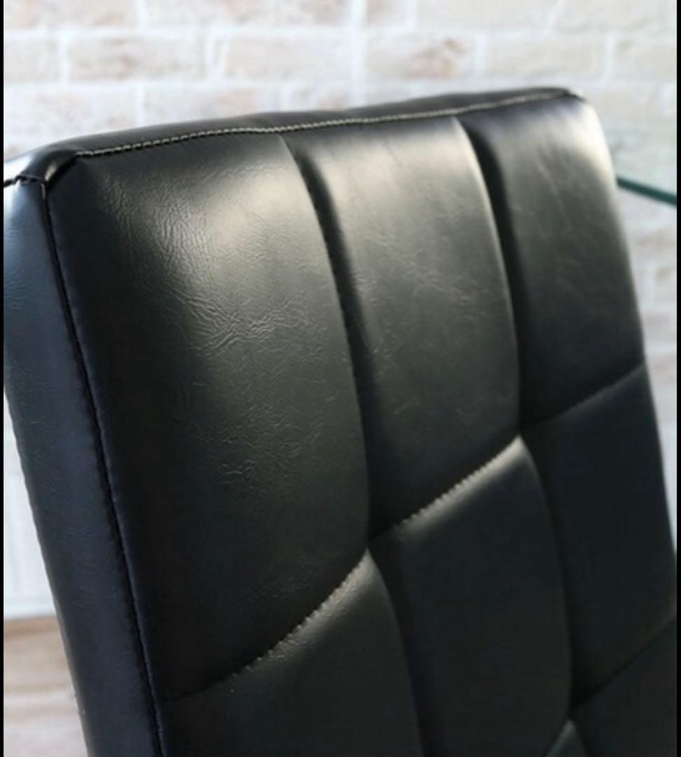 ダイニングチェア 2脚セット レザー キルティング ブラック