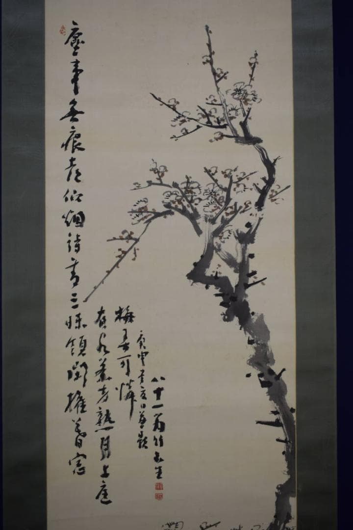 真作/姫島竹外/梅画賛/絹表装/布袋屋掛軸HI-456 - メルカリ