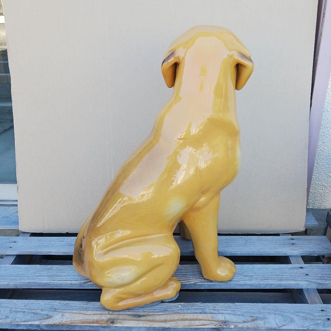 新品　陶器犬　大型犬　ゴールデン　レトリバー　難有　オブジェ　置物　イエロー　黄