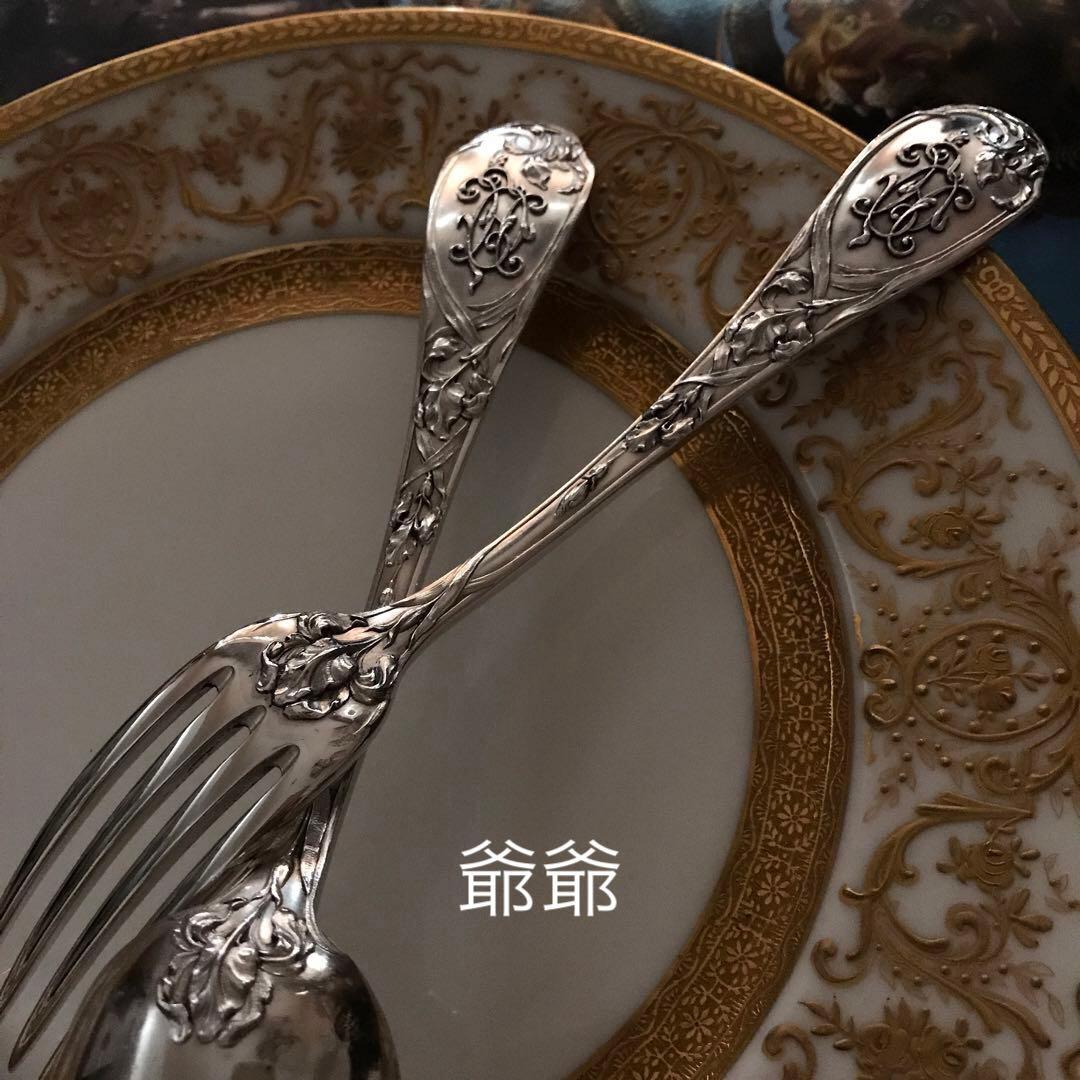 ☆御追加／ピュイフォルカ アイリス／純銀 ディナーフォーク＆スプーン 各１本