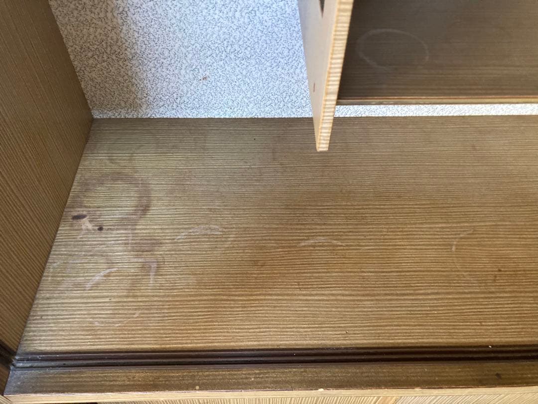 アンティーク　木製ガラスキャビネット スライドドア付き　昭和レトロ　茶箪笥