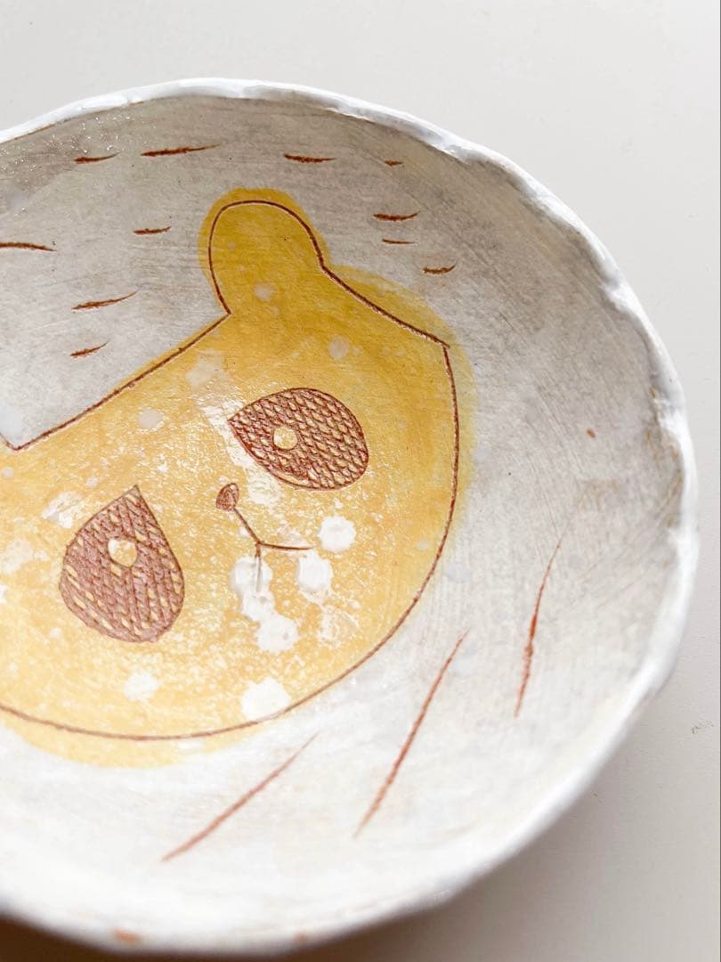 未使用品 鹿児島睦 アライグマ小皿 陶芸作品 作家 一点もの 陶器