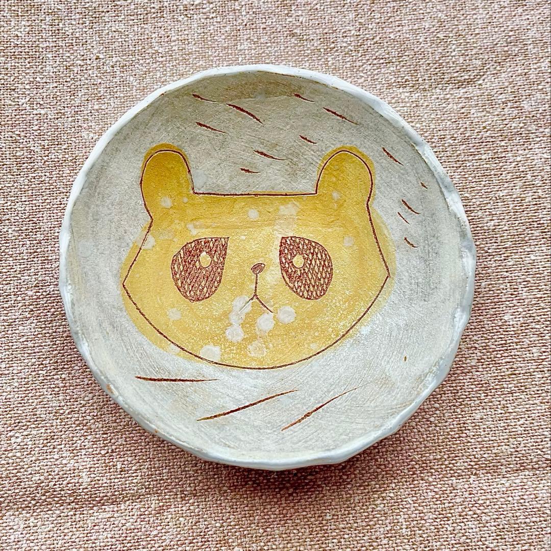 未使用品 鹿児島睦 アライグマ小皿 陶芸作品 作家 一点もの 陶器