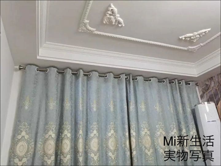 4)106番-刺繍入れ高級カーテン　ライトブルー