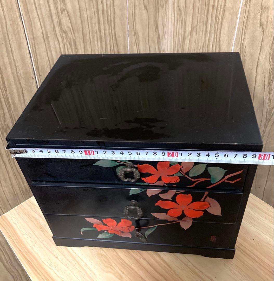 漆器小引き出し 会津塗 三段引き出し 小物入れ 木製漆器 アンティーク