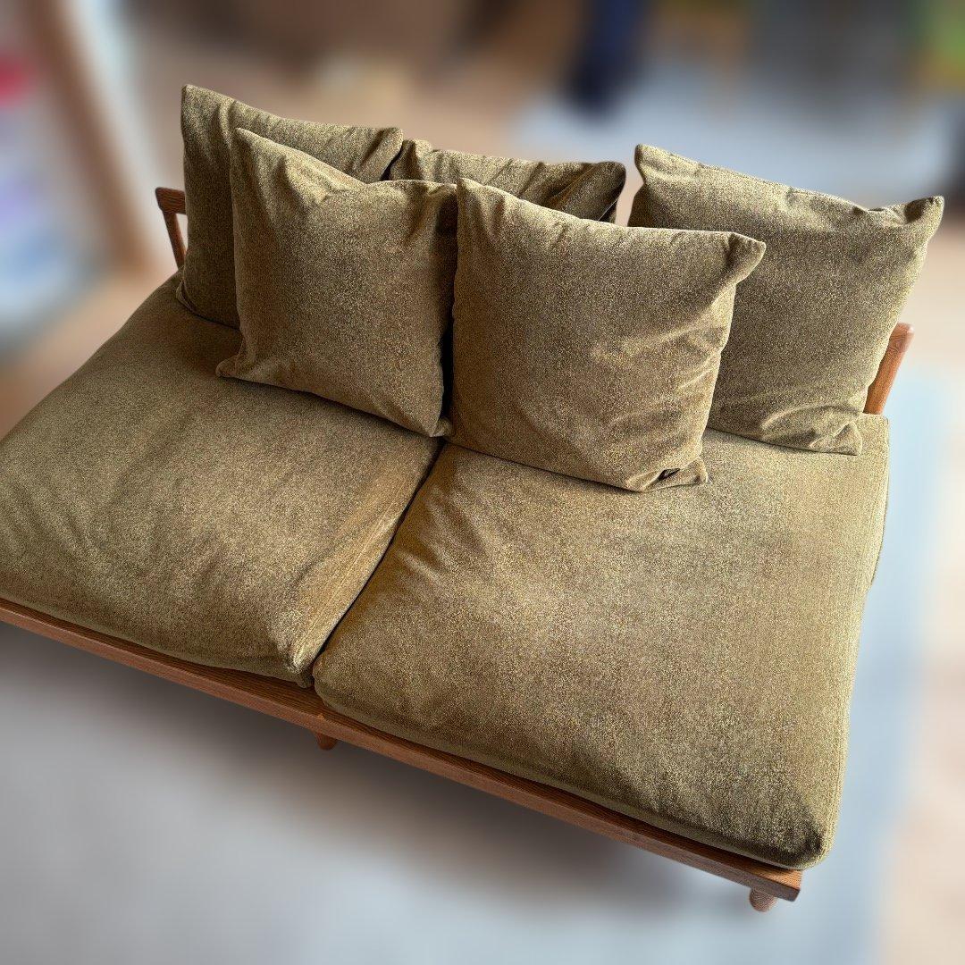 【希少品】Re:CENO リセノ AGRA アグラソファ クリンプ生地 オリーブ