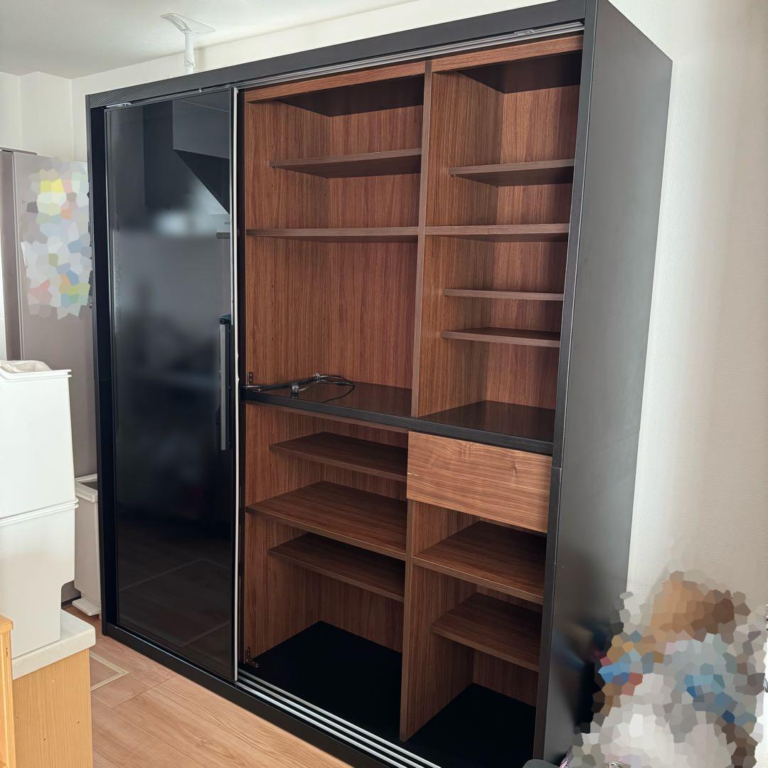 【IDC大塚家具】キッチンボード「ネロ」 ブラック 幅180cm