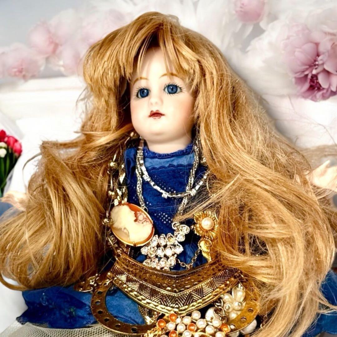 ビスクドール ゴーチェ 再構築品 ドレス2枚 ボネ2個 ウィッグ2個 アクセ付き