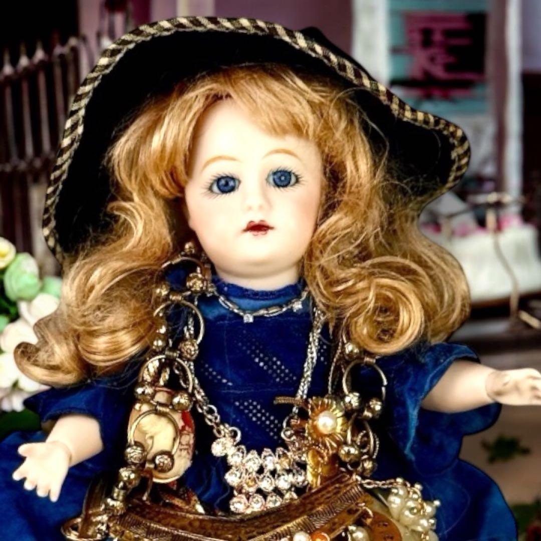 ビスクドール ゴーチェ 再構築品 ドレス2枚 ボネ2個 ウィッグ2個 アクセ付き