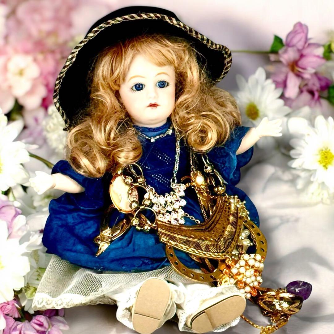 ビスクドール ゴーチェ 再構築品 ドレス2枚 ボネ2個 ウィッグ2個 アクセ付き