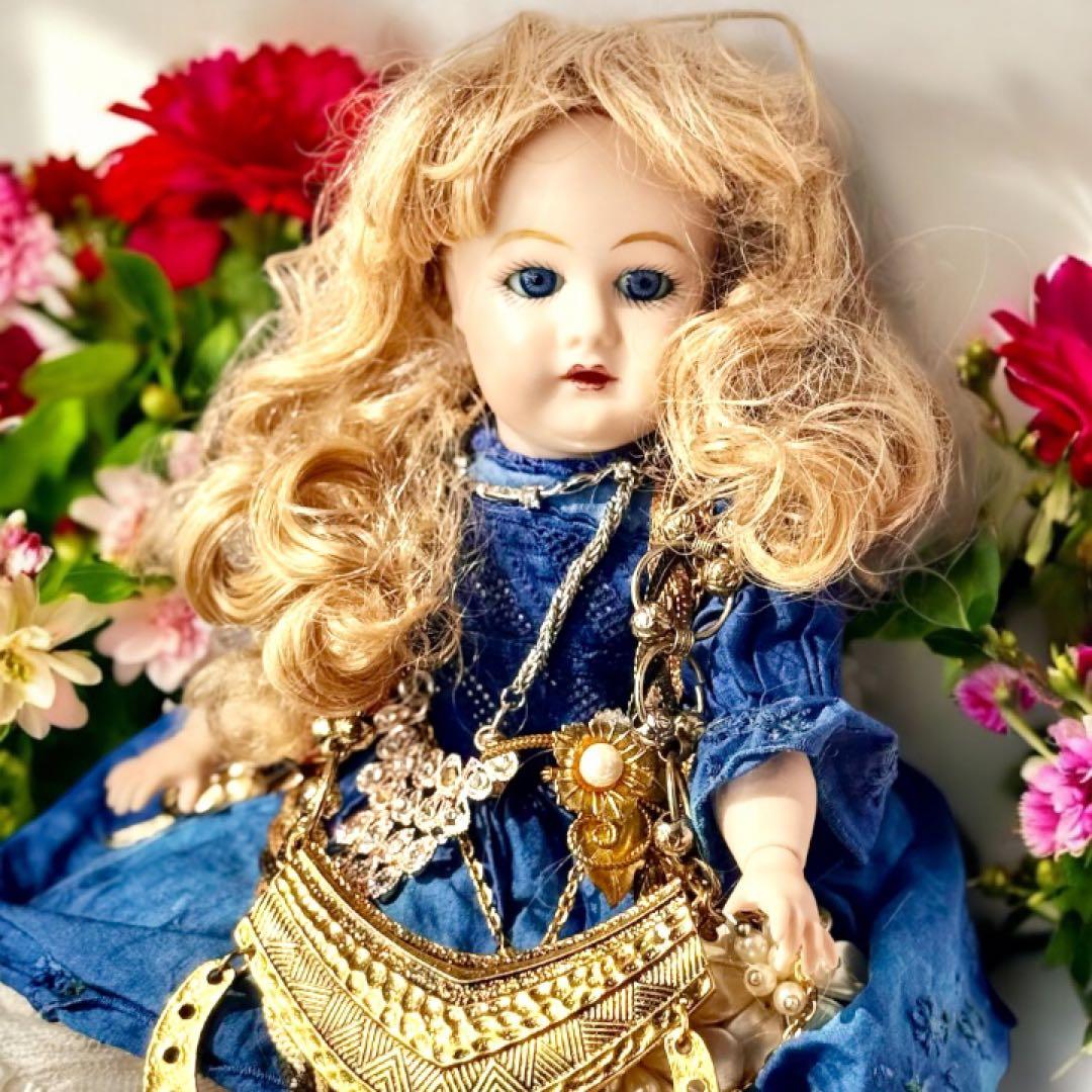 ビスクドール ゴーチェ 再構築品 ドレス2枚 ボネ2個 ウィッグ2個 アクセ付き