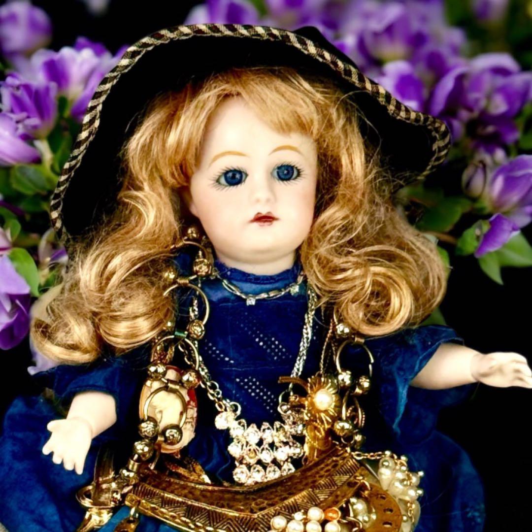 ビスクドール ゴーチェ 再構築品 ドレス2枚 ボネ2個 ウィッグ2個 アクセ付き