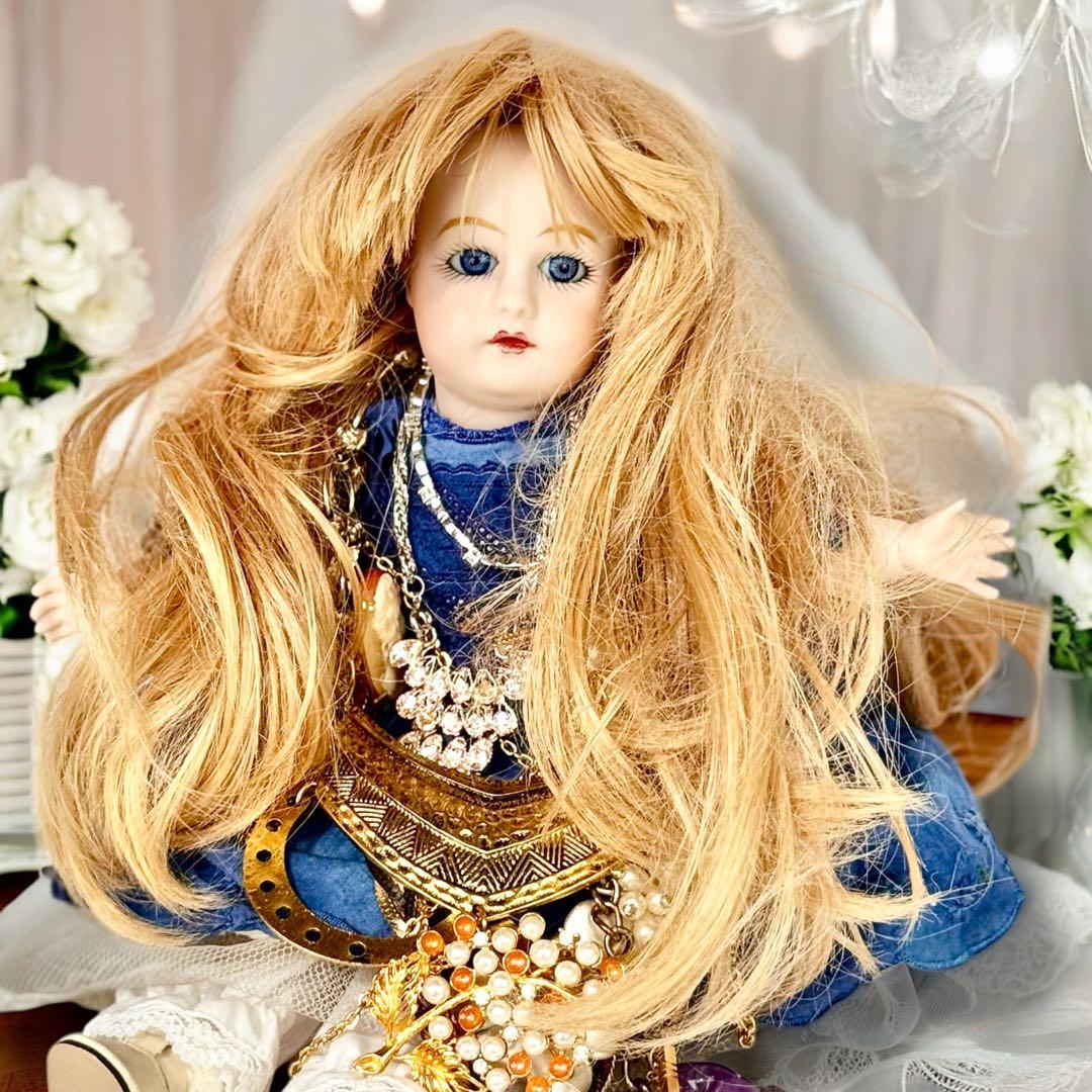 ビスクドール ゴーチェ 再構築品 ドレス2枚 ボネ2個 ウィッグ2個 アクセ付き