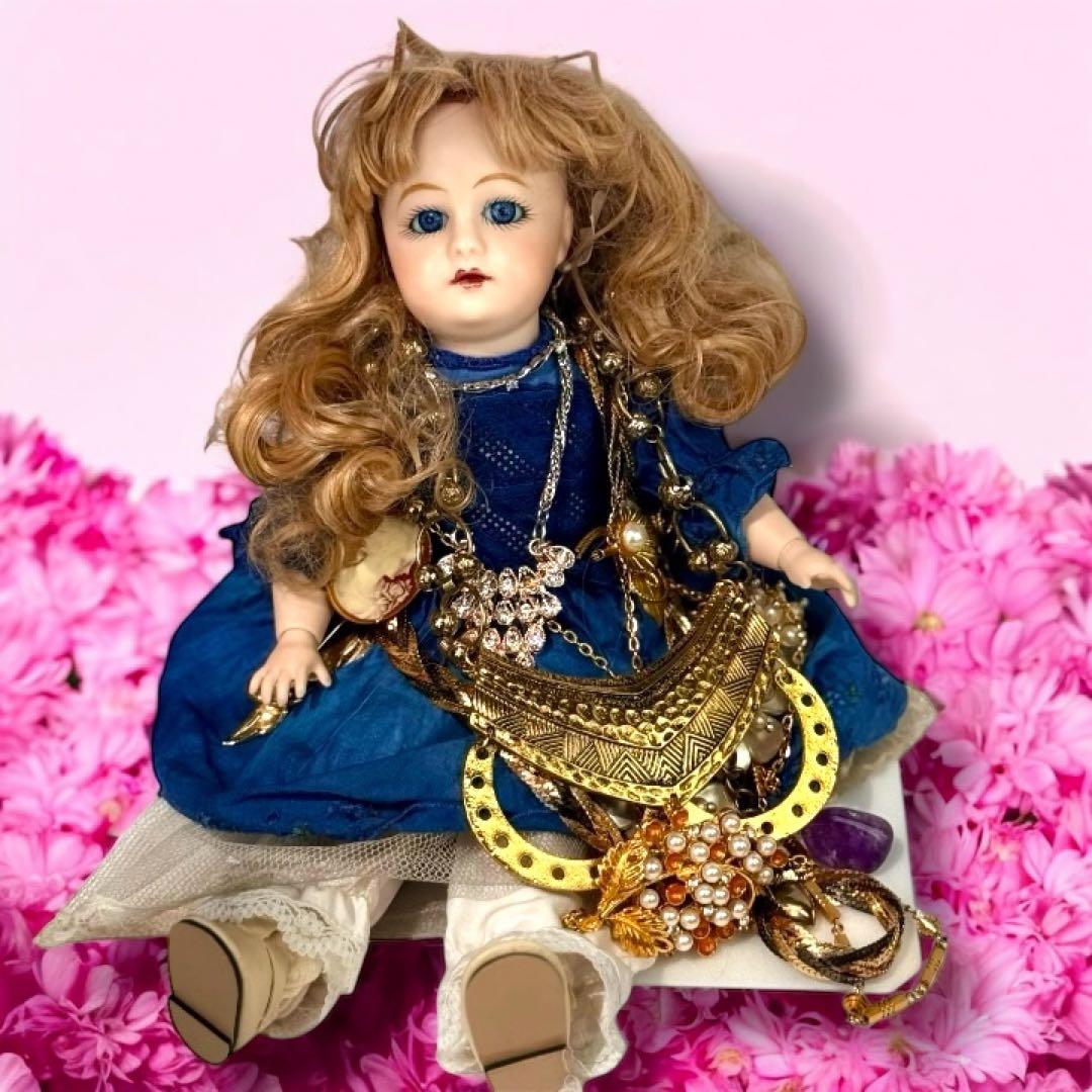 ビスクドール ゴーチェ 再構築品 ドレス2枚 ボネ2個 ウィッグ2個 アクセ付き