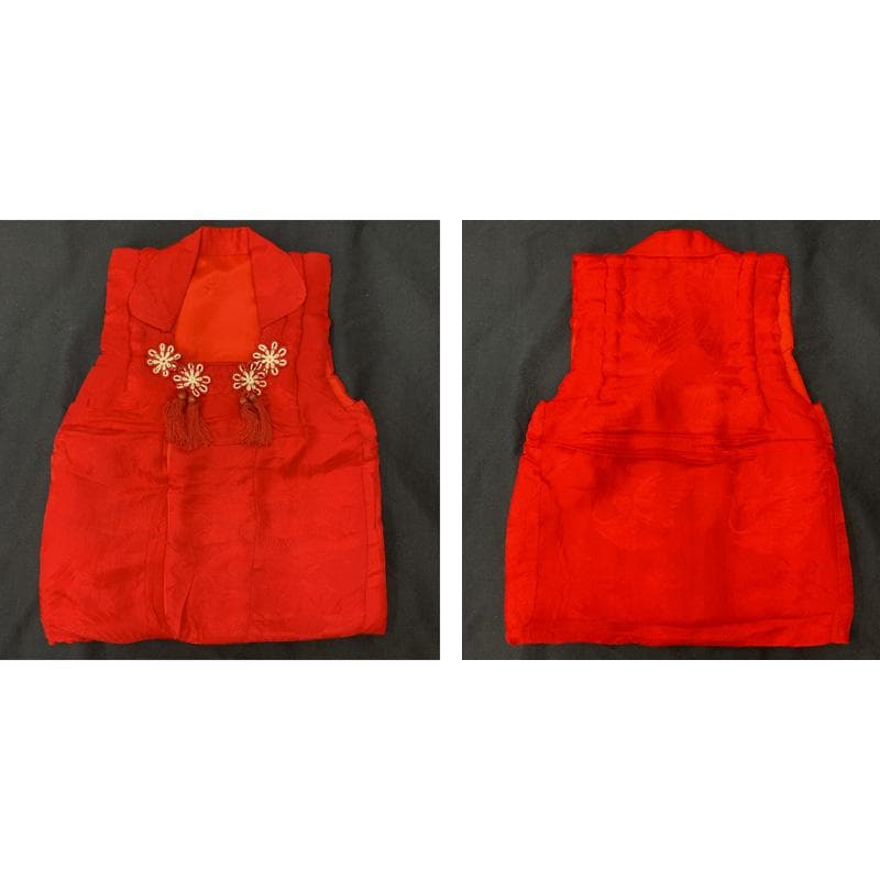 602ag7□七五三 三歳 女児 着物&被布 一つ紋 刺繍 扇 雲取り白□