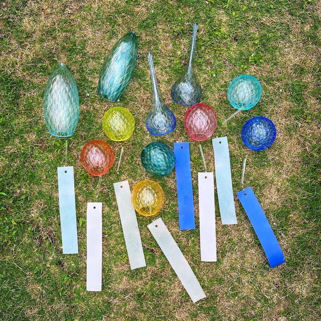 富山ガラス風鈴魚子模様硝子アーティスト作家ハンドブロウ別注