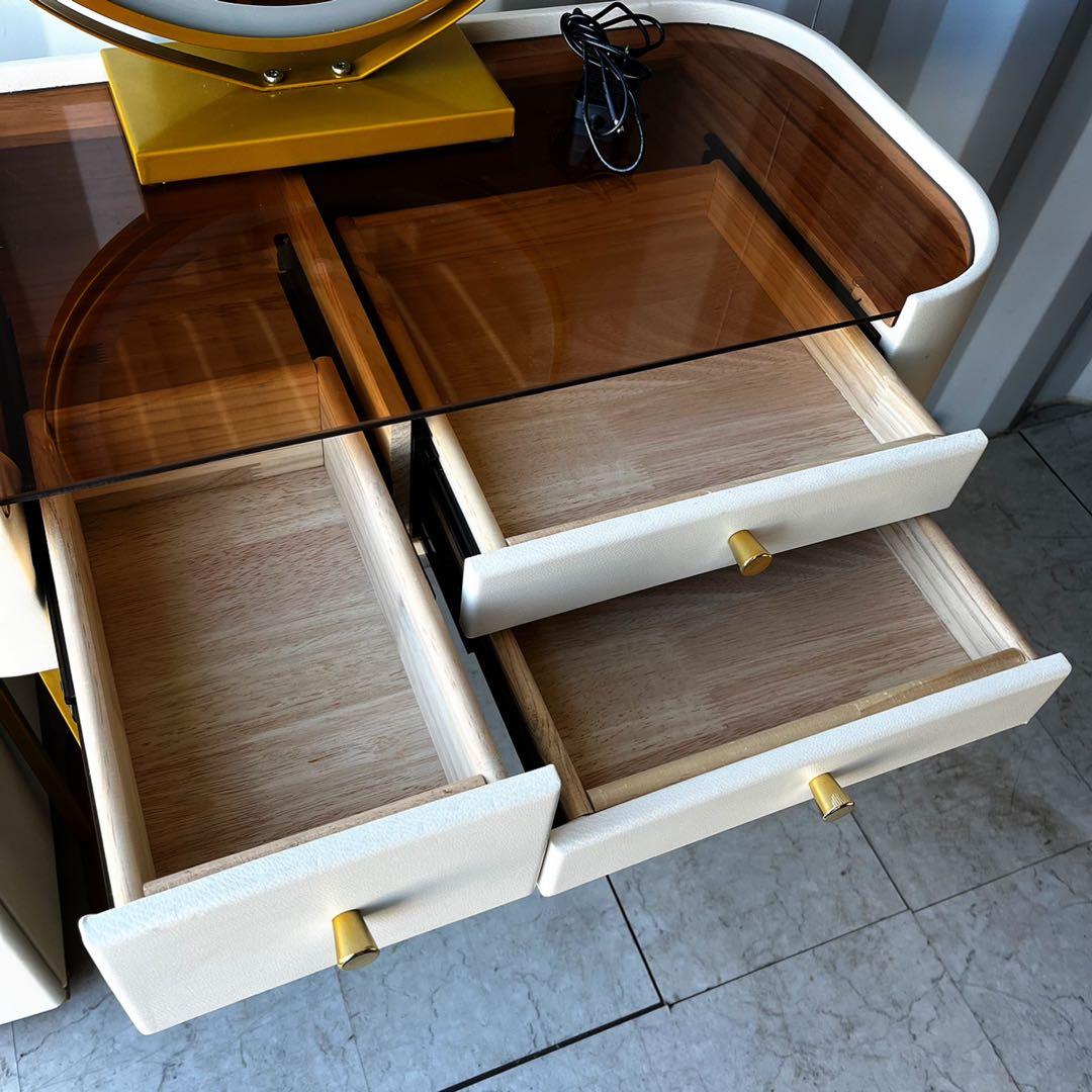 取付無料！LED付きミラー キャビネット アンティーク調姫系ドレッサーセット✨