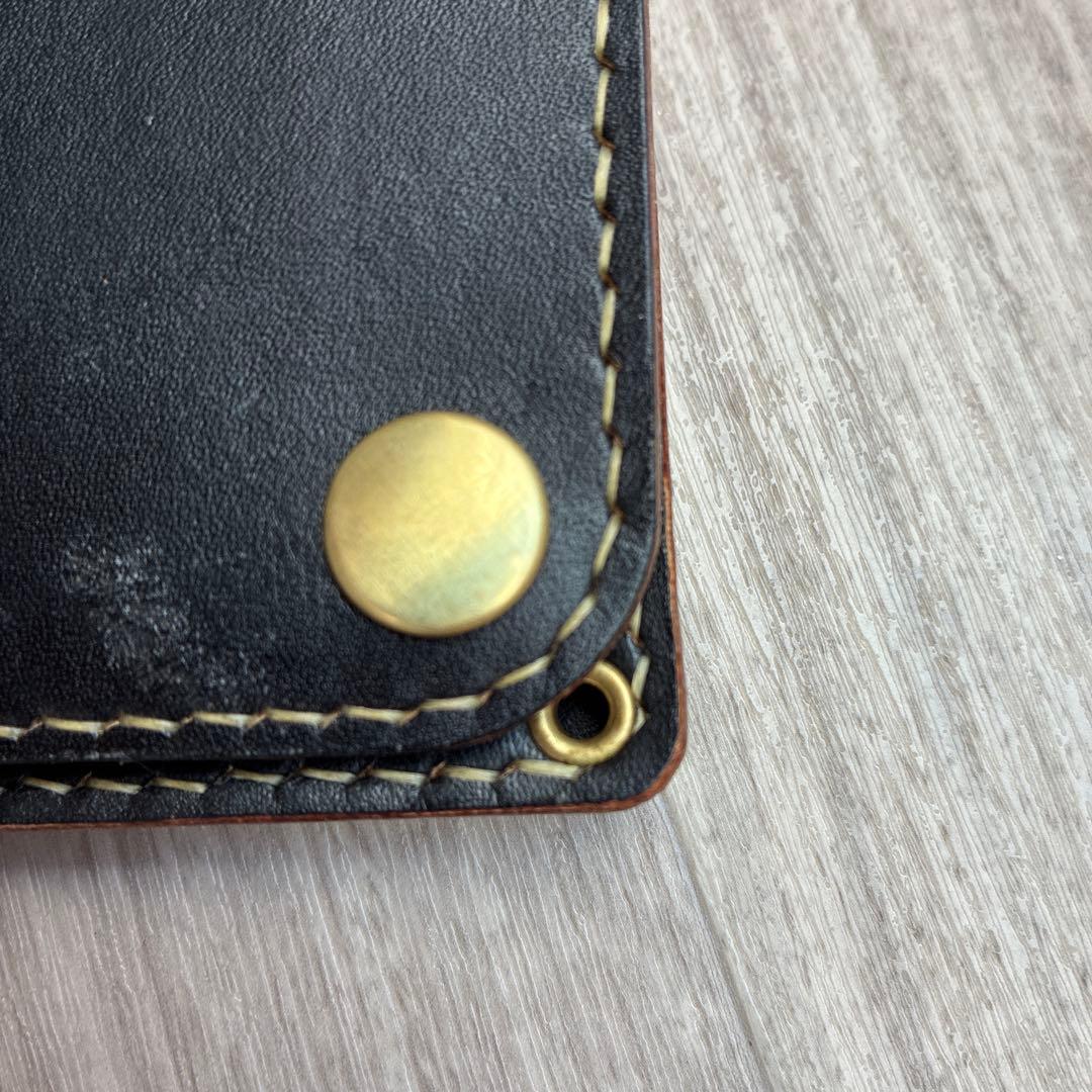 茶芯ブラック】トラッカーウォレット ミドル 真鍮 お札を折らずに収納