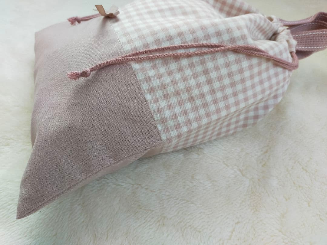 レッスンバッグシューズケース体操服袋お弁当箱入れコップ入れ巾着ピンクハンドメイド