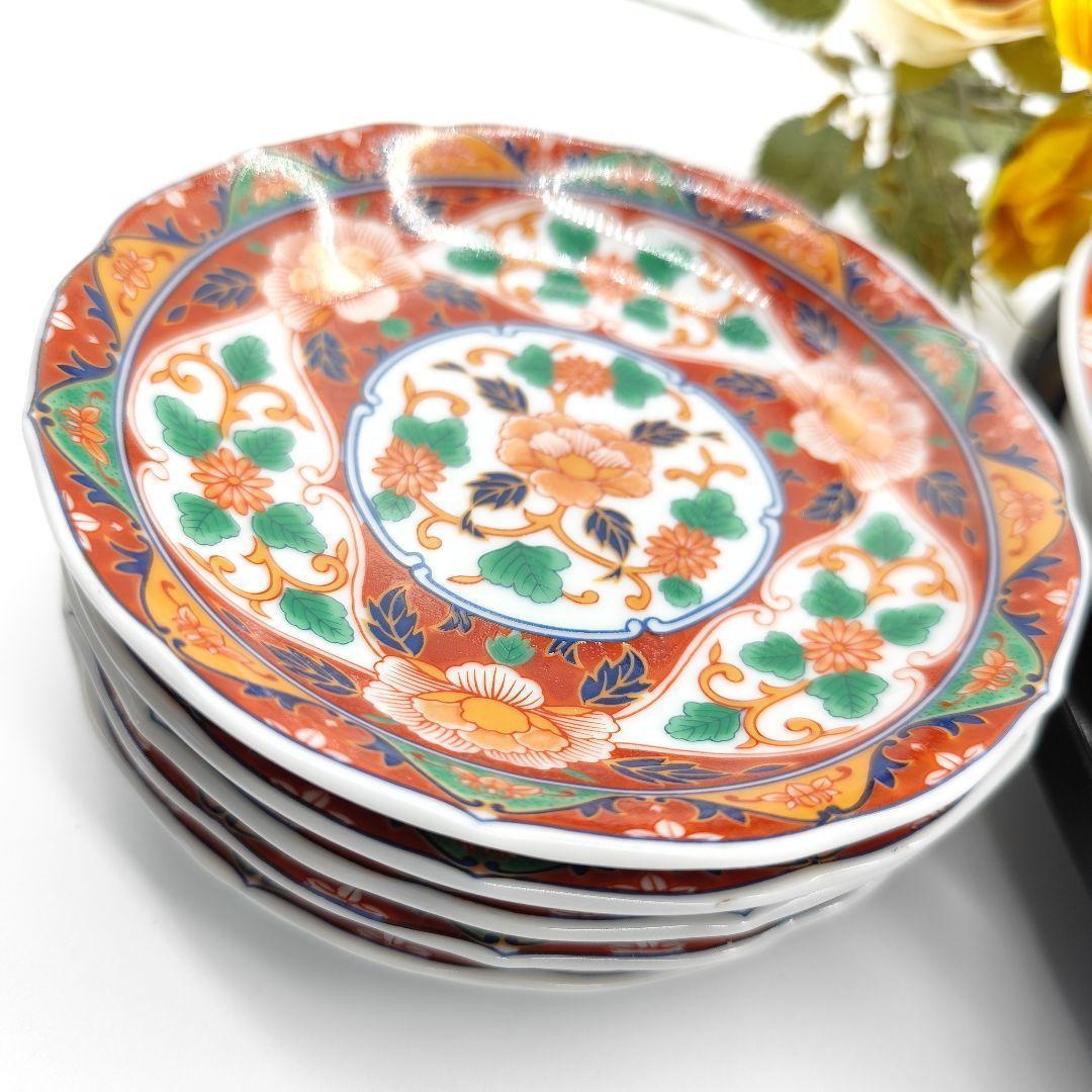有田焼 飛鳥窯 古伊万里草花 取り皿 5枚 回転皿 セット オードブル
