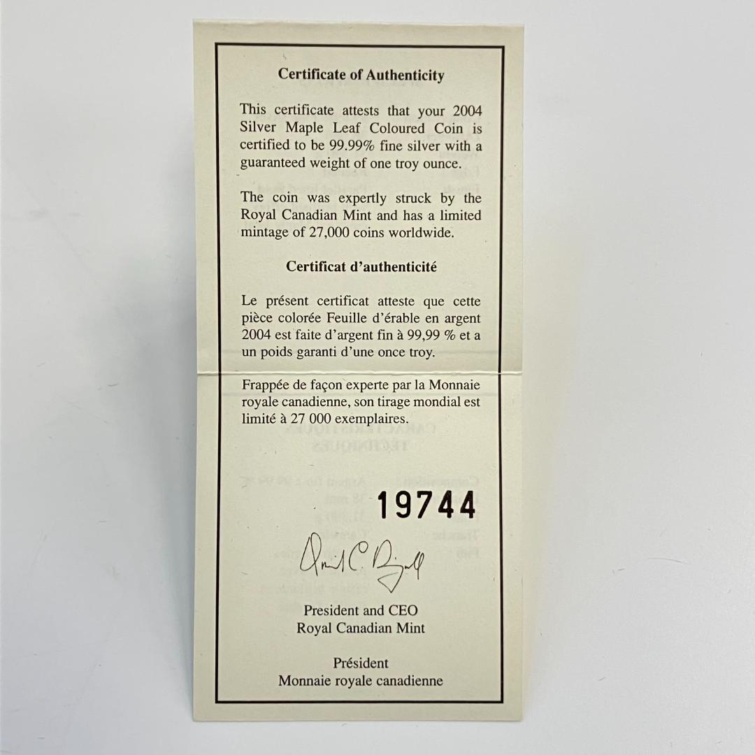 カナダ王立造幣局発行 メイプルリーフ硬貨 カラーコイン 2004年 - メルカリ