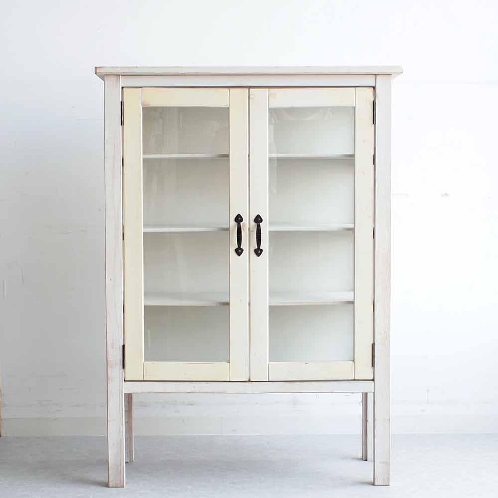 シャビーシック ガラスキャビネット 80cm ZR23327