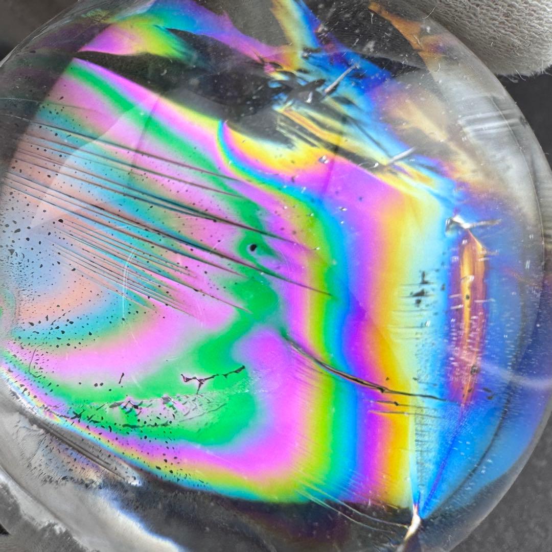 M-26虹入り水晶丸玉 水晶スフィア 天然石 クリスタル アイリスクォーツ