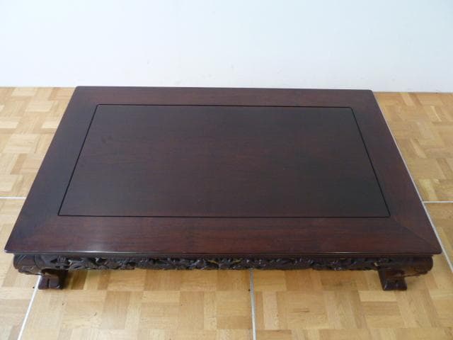 透かし彫り 座卓 張智雲 W1515×D916×H358mm 龍彫刻 机 座敷