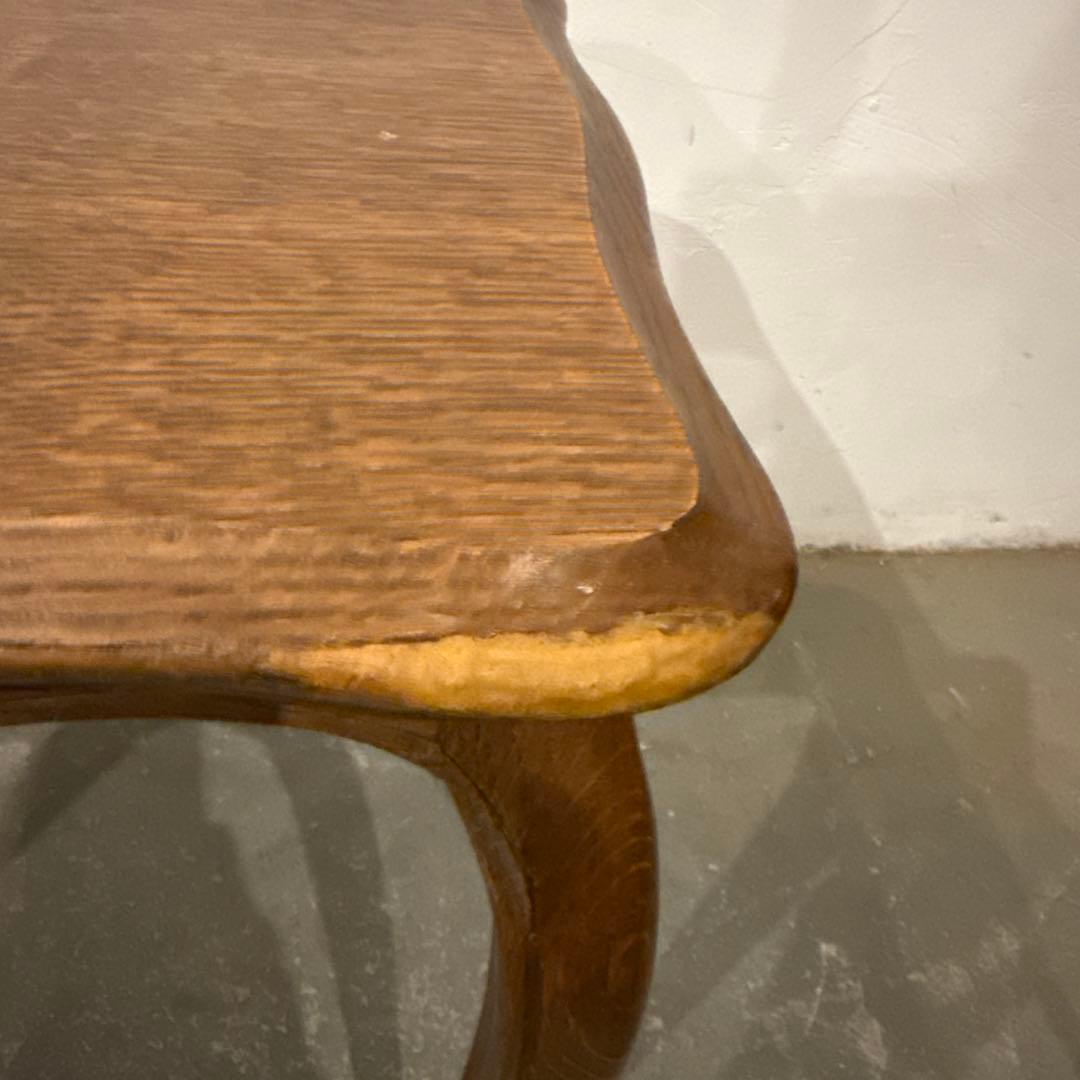 ヴィンテージ　木製サイドテーブル　猫脚　中