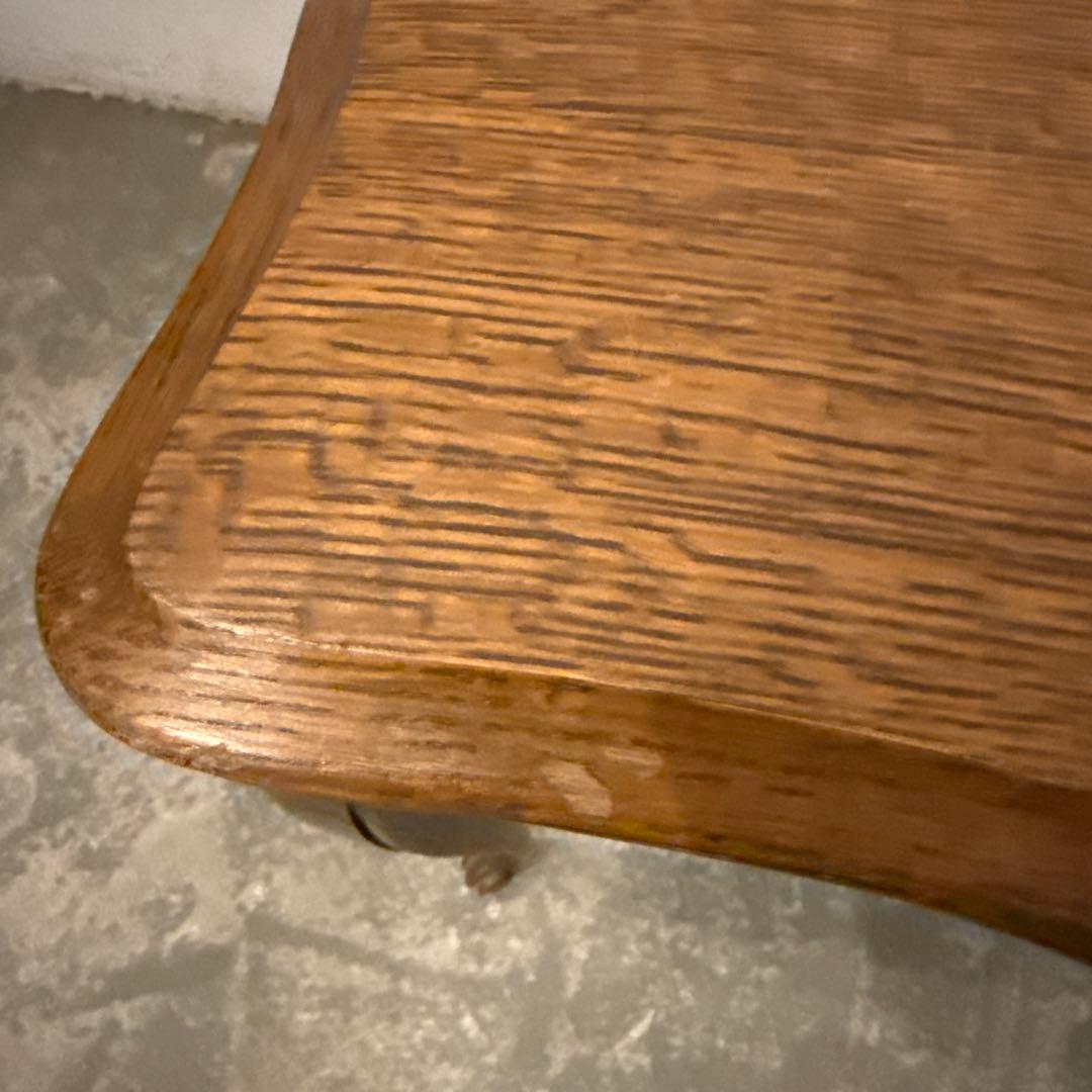 ヴィンテージ　木製サイドテーブル　猫脚　中