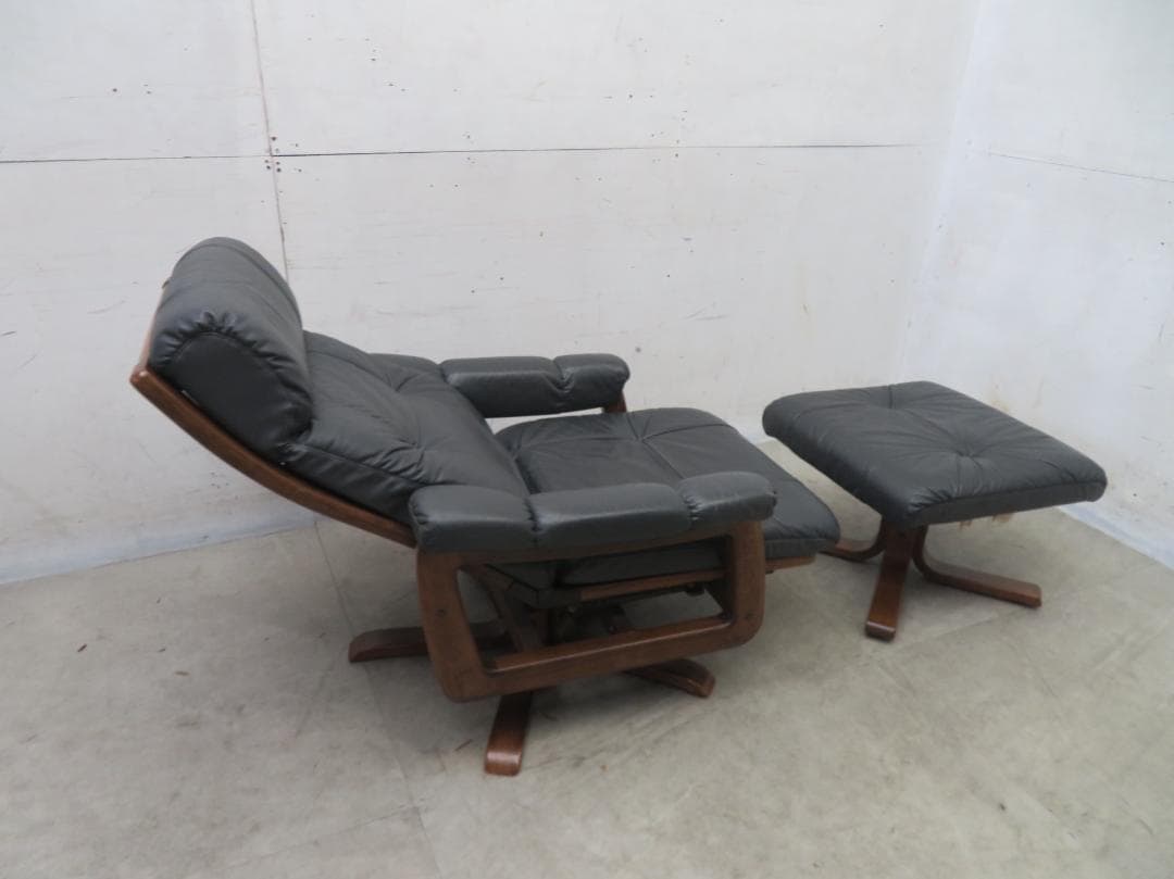 本革■冨士ファニチャ■リクライナー&オットマン■パーソナルチェア■北欧モダン■