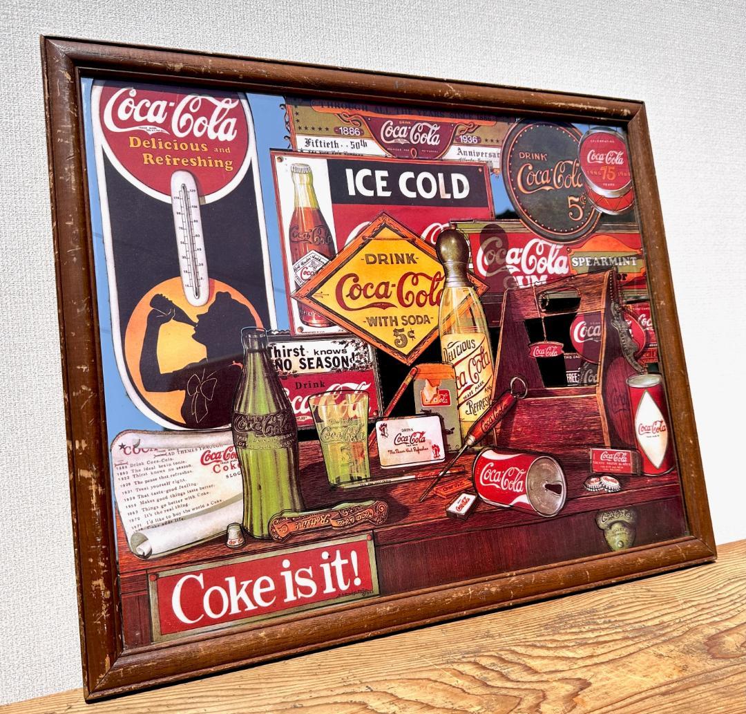 超貴重！　ビンテージ　'80s　Coca-Cola　コカコーラ　パブミラー