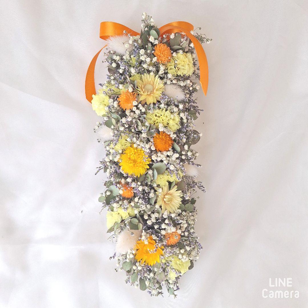 イエロー系ドライフラワーガーランドリース