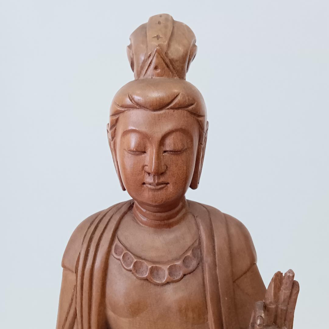 【春山作 聖観音菩薩立像 】 一木造 高さ約64cm 木彫 仏像 開運 風水