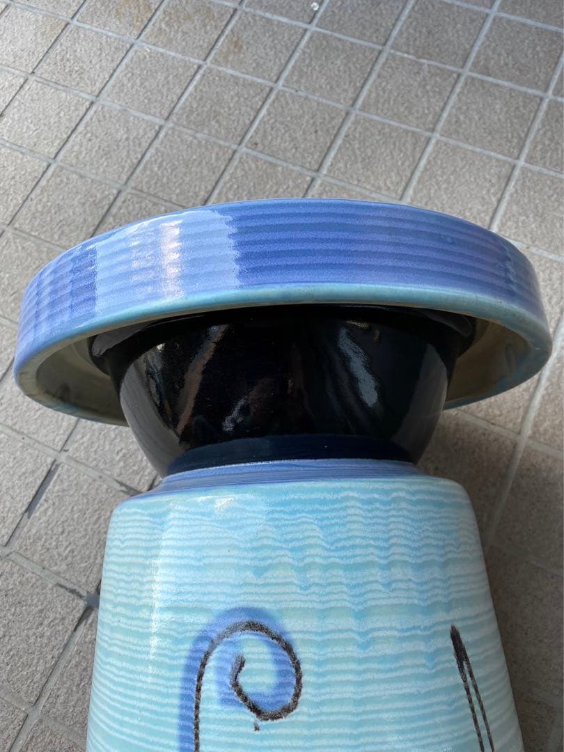 レトロ&アンティーク! 古陶丸椅子.花台!当時物