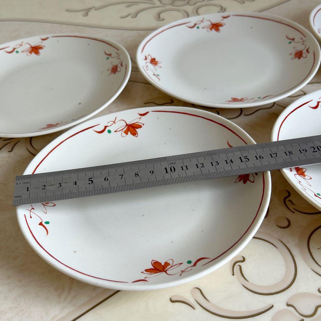 たち吉 粉引き 赤絵 楕円皿 5枚セット 銘々皿揃 中皿 取り皿 オーバル