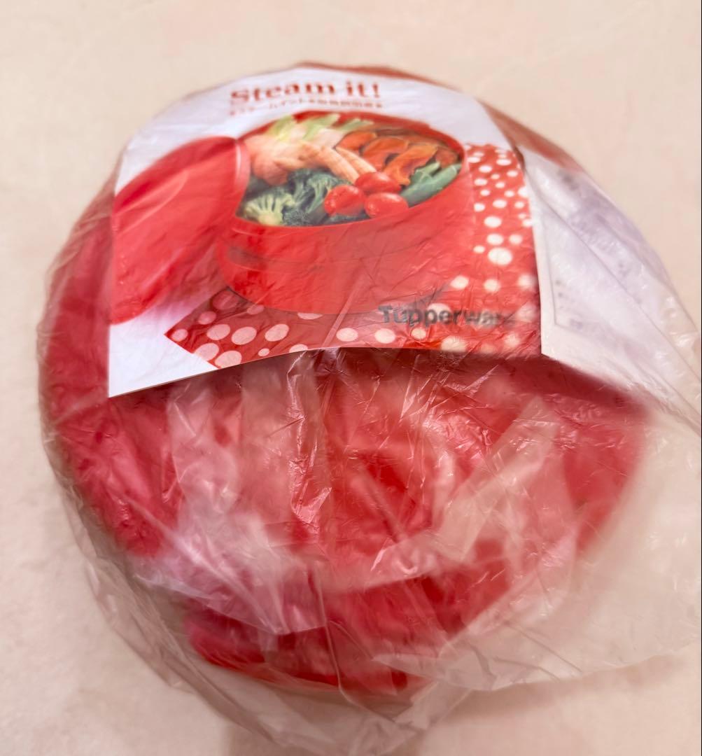 【新品】Tupperware 赤い蒸し器