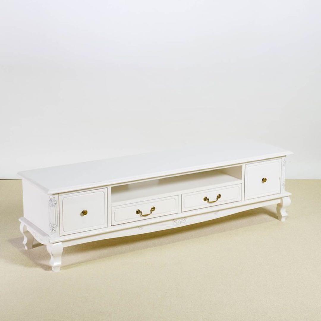 H新品 アンティーク調 テレビボード テレビ台 ホワイト ローボード 白 ラック
