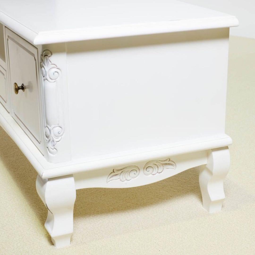 H新品 アンティーク調 テレビボード テレビ台 ホワイト ローボード 白 ラック