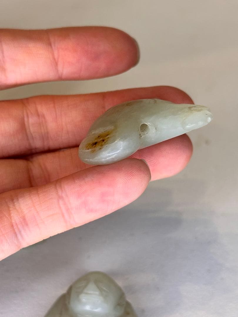 清時代 白玉製 生肖・干支小品 仏像小件 有孔 吊り飾り・置物 中国