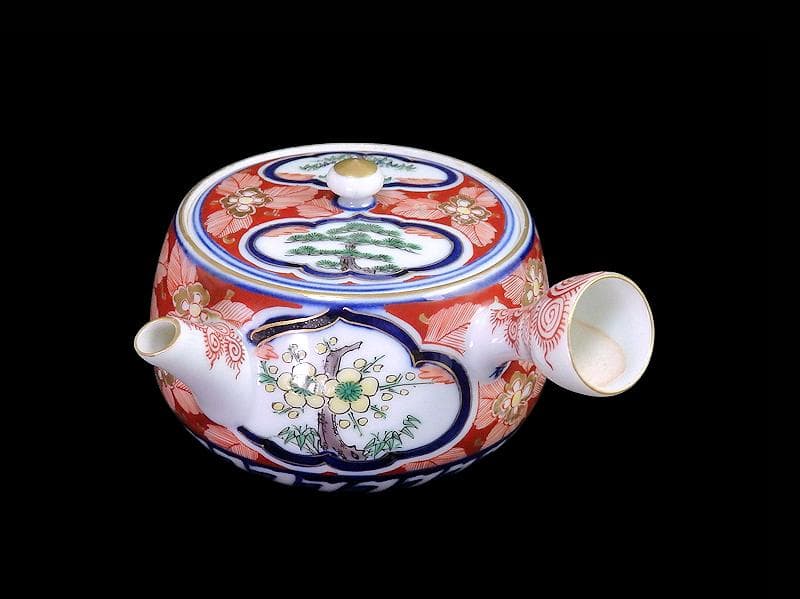 九谷 大聖寺伊万里 金襴手 窓絵 松竹梅の図 急須 F335AS-fbun - メルカリ