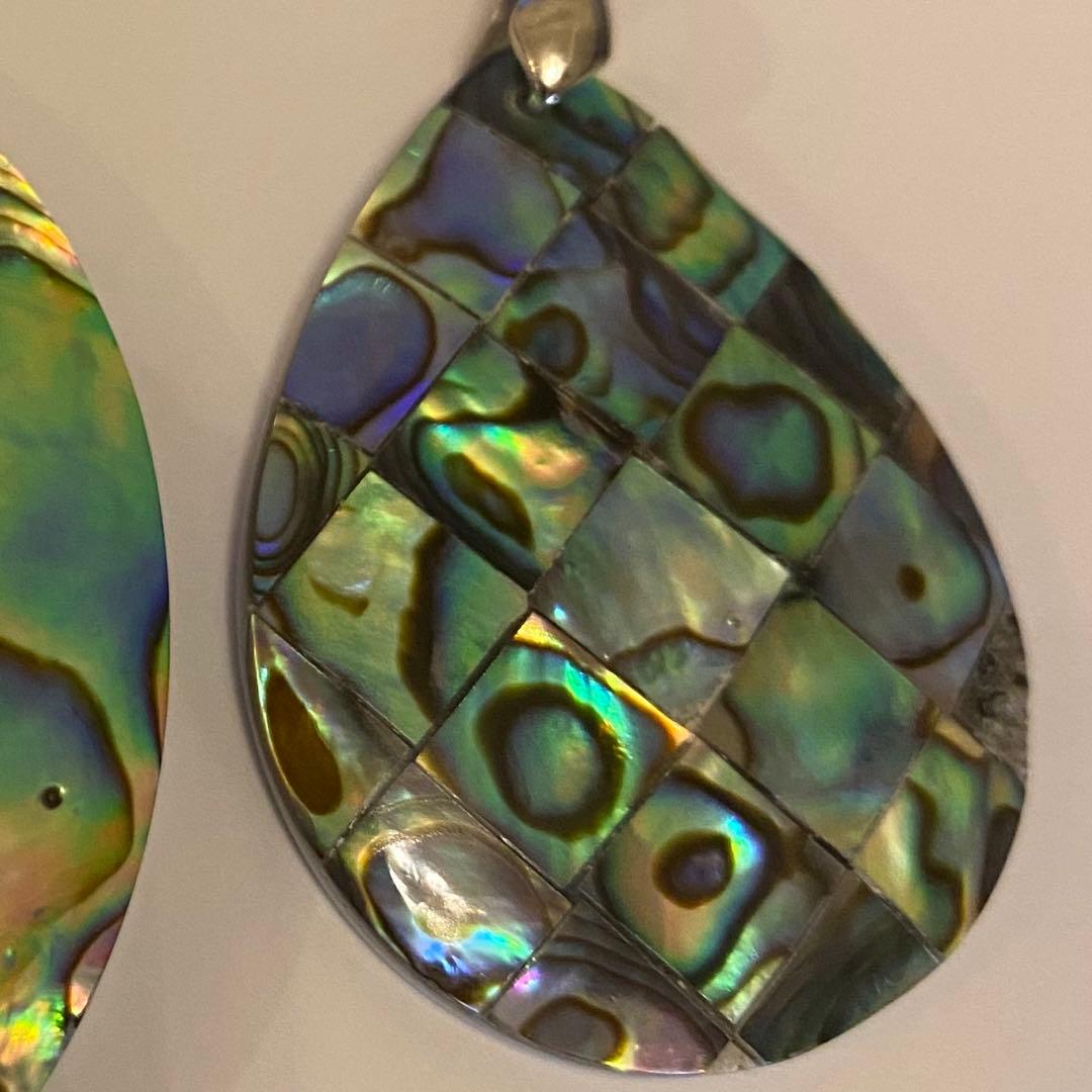 津軽の海と職人技津軽産 天然アワビ ペンダントトップ2個ネックレスプレゼント国産