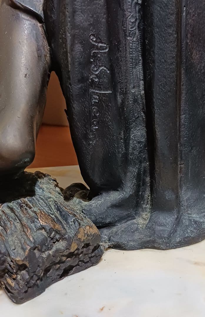 A.de.Luca 手彫り女神像 ブロンズ彫刻 大理石台座 アンティーク - メルカリ