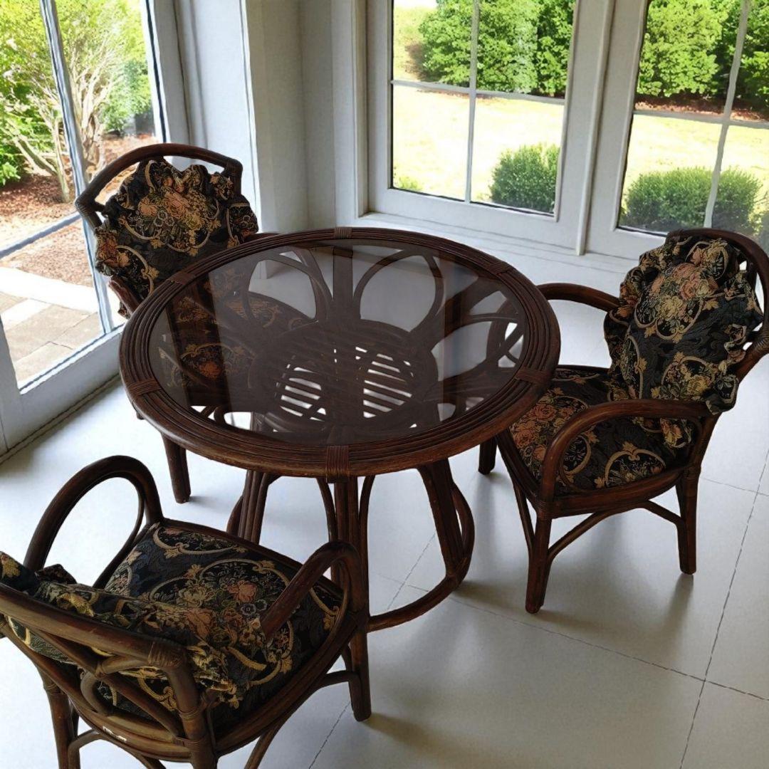 ラタンテーブル　ガーデンテーブル　机 ガラステーブル