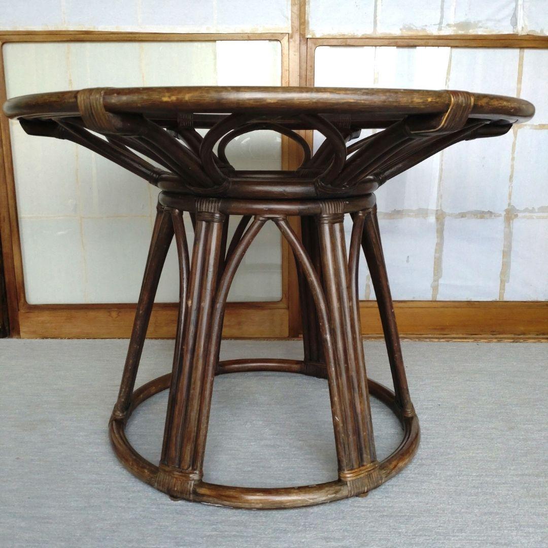 ラタンテーブル　ガーデンテーブル　机 ガラステーブル