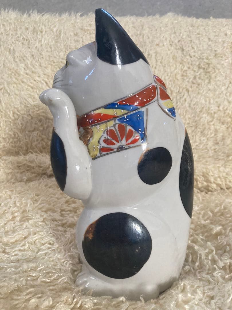 三毛猫　招き猫 陶器製 置物 アンティーク