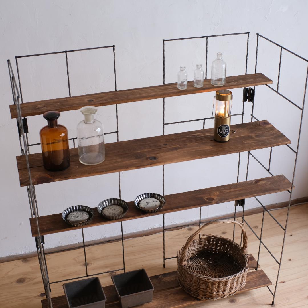 無骨なアイアン＆ウッド飾り棚B　イベント什器　看板　ガーデン　シェルフ