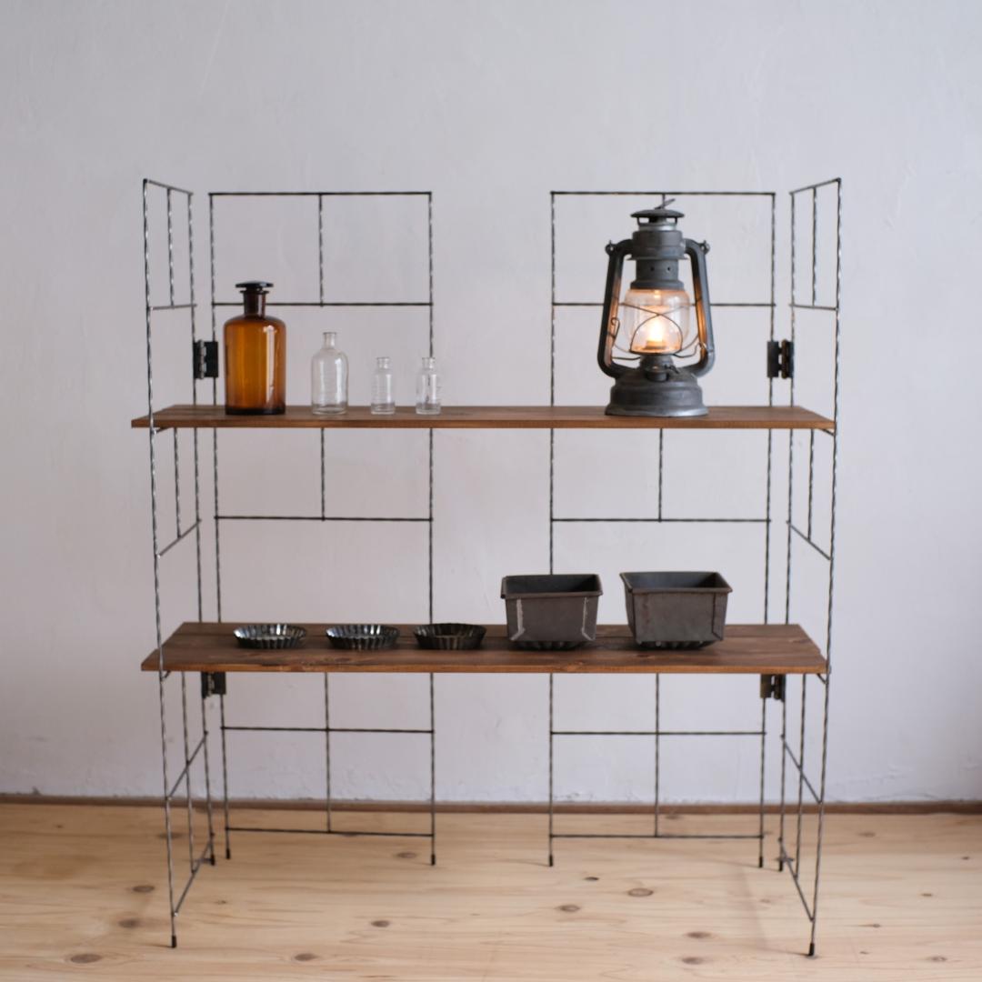 無骨なアイアン＆ウッド飾り棚B　イベント什器　看板　ガーデン　シェルフ