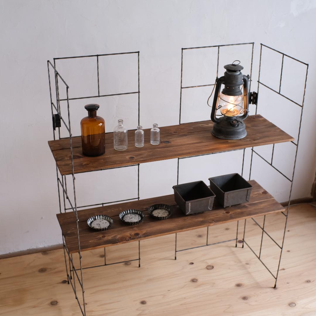 無骨なアイアン＆ウッド飾り棚B　イベント什器　看板　ガーデン　シェルフ